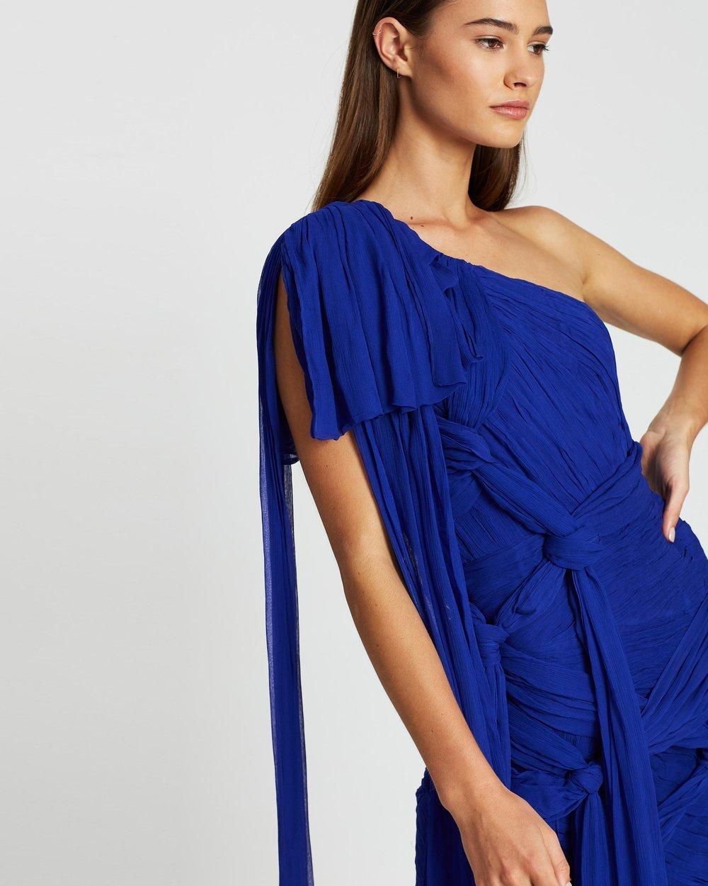 thurley crest one shoulder dress THURLEY Crest One Shoulder Gown in Persian Jewel