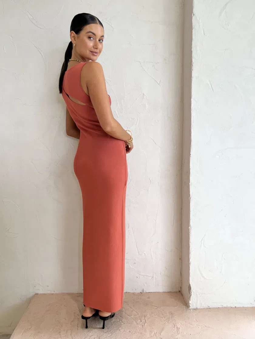 SIR the Label Nadja Cutout Midi Dress in Coral Size 0P / AU 4-6 | The Volte