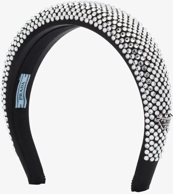 Prada Black Crystal-Embellished Silk Headband | The Volte display picture 1