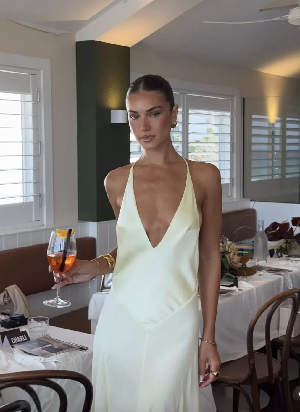 Sneaky Link Jaz Hand V-Neck Maxi Dress Butter Size S / AU 8 | The Volte