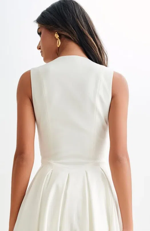 MESHKI Keely Cotton Sleeveless Midi White Size Small | The Volte