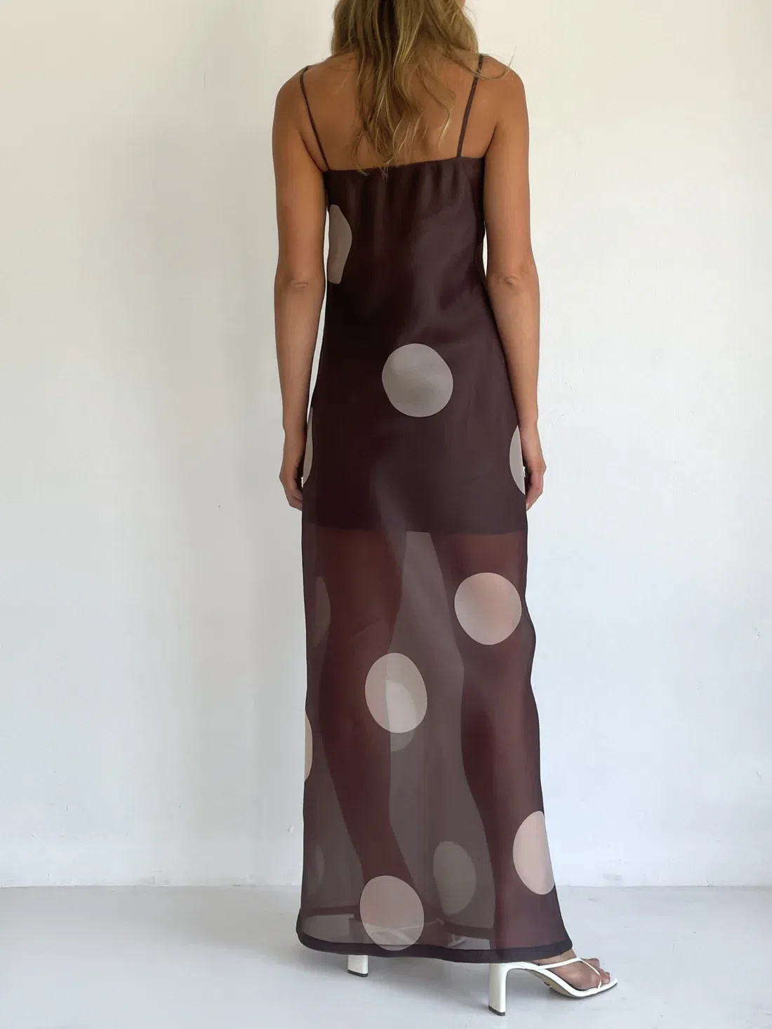 By Nicola Mila Maxi Dress size 12 Chocolate Polka Dot | The Volte