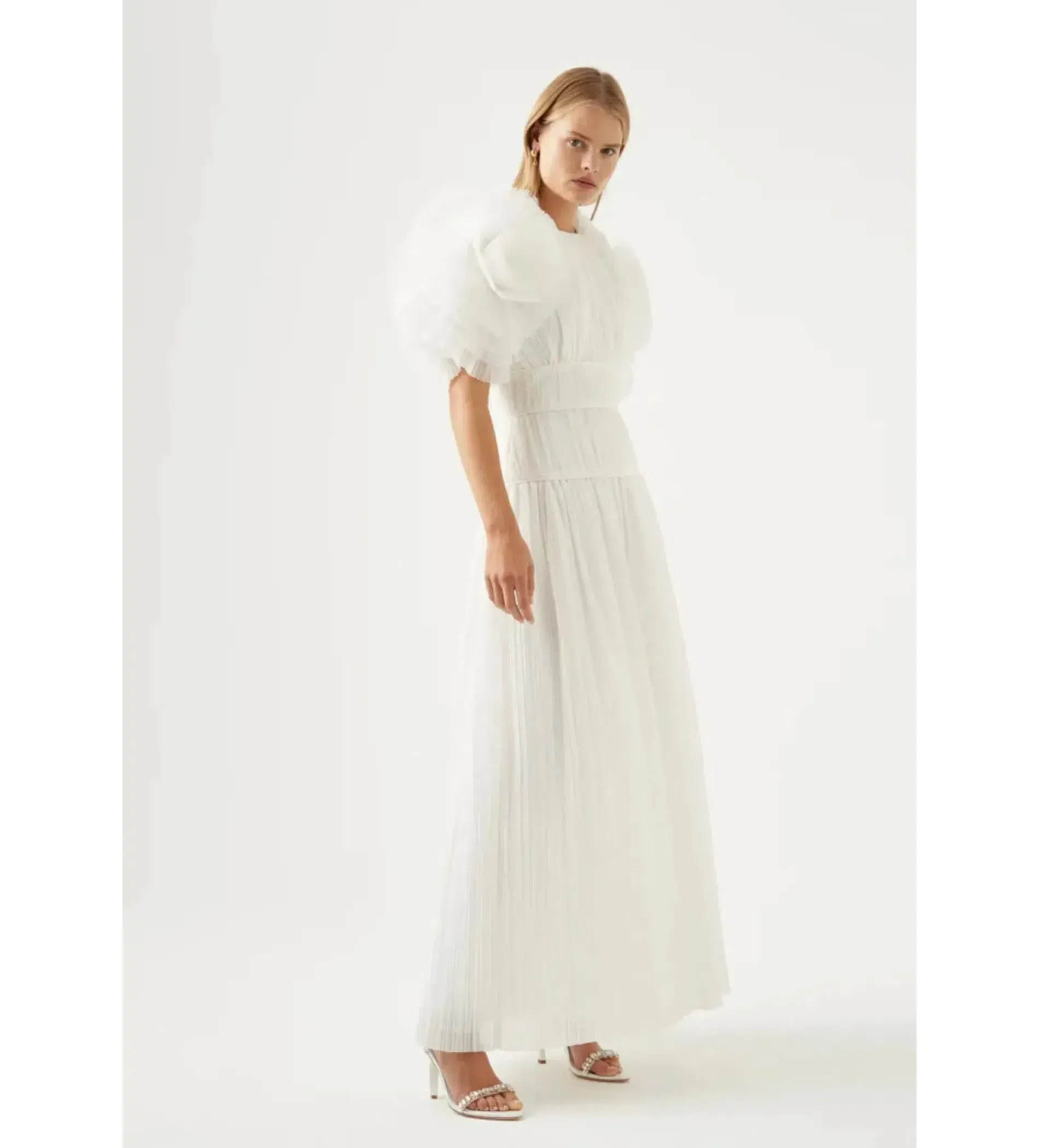 aje expressive pleated maxi dress Aje. Expressive Ruffle-Detailed Pleated Maxi Dress in White