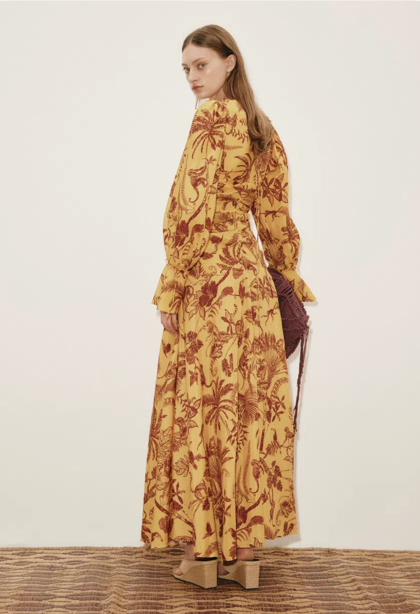 Rebecca Vallance Lepore Longsleeve Midi Dress in Gold Size AU 14 | The Volte