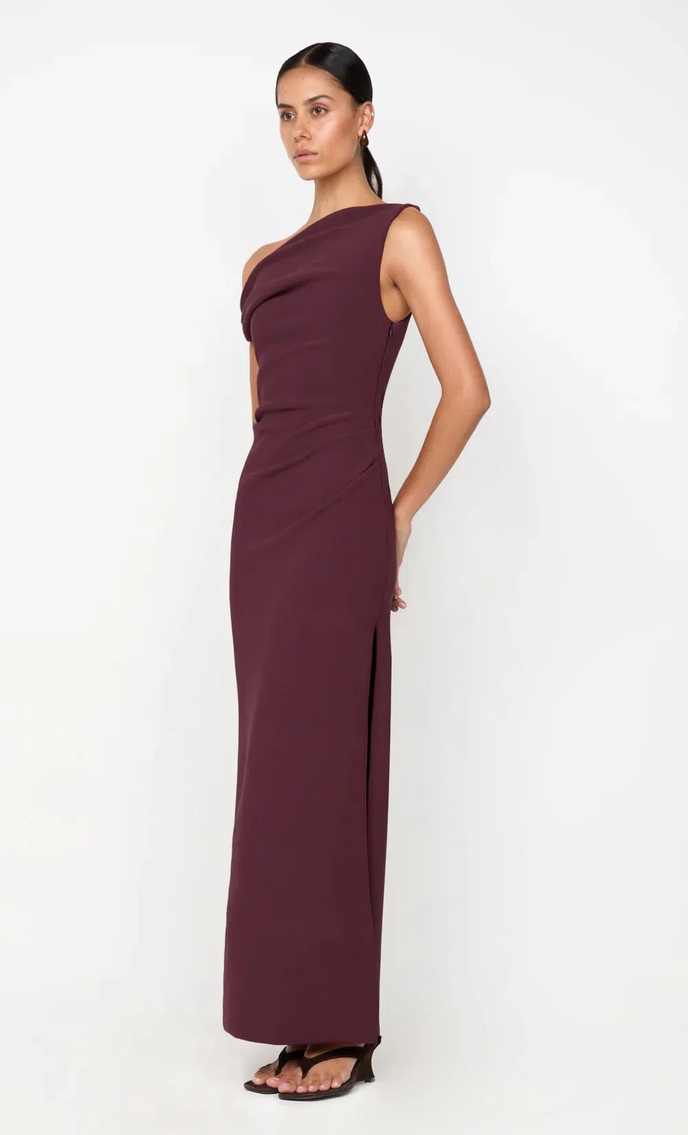 Shona Joy Core Cocktail Draped Maxi Dress Burgundy Size 14 | The Volte