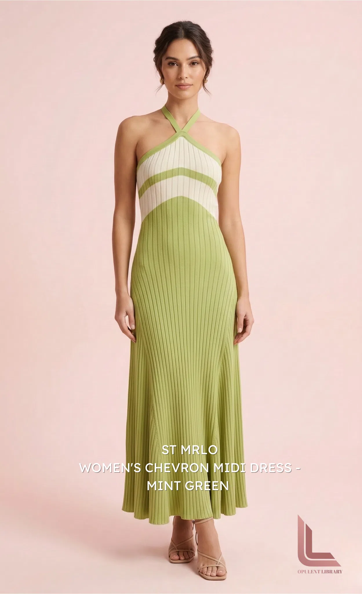 St Mrlo Women's Chevron Midi Dress - Mint Green | The Volte