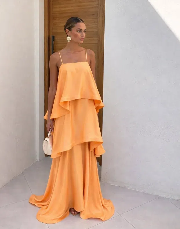 Elliatt Tilly Tiered Maxi Dress in Orange 8 | The Volte