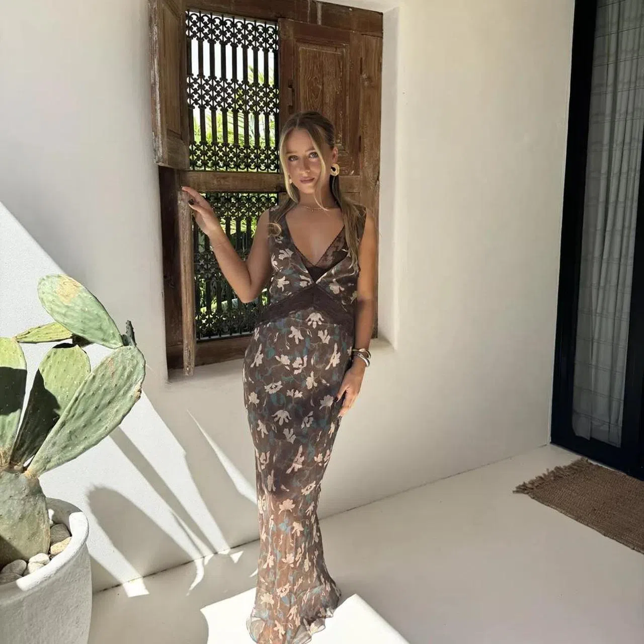 SIR THE LABEL - Avellino Lace Layered Dress Chocolate Fiore Print: Size 3 /  AU 12 | The Volte
