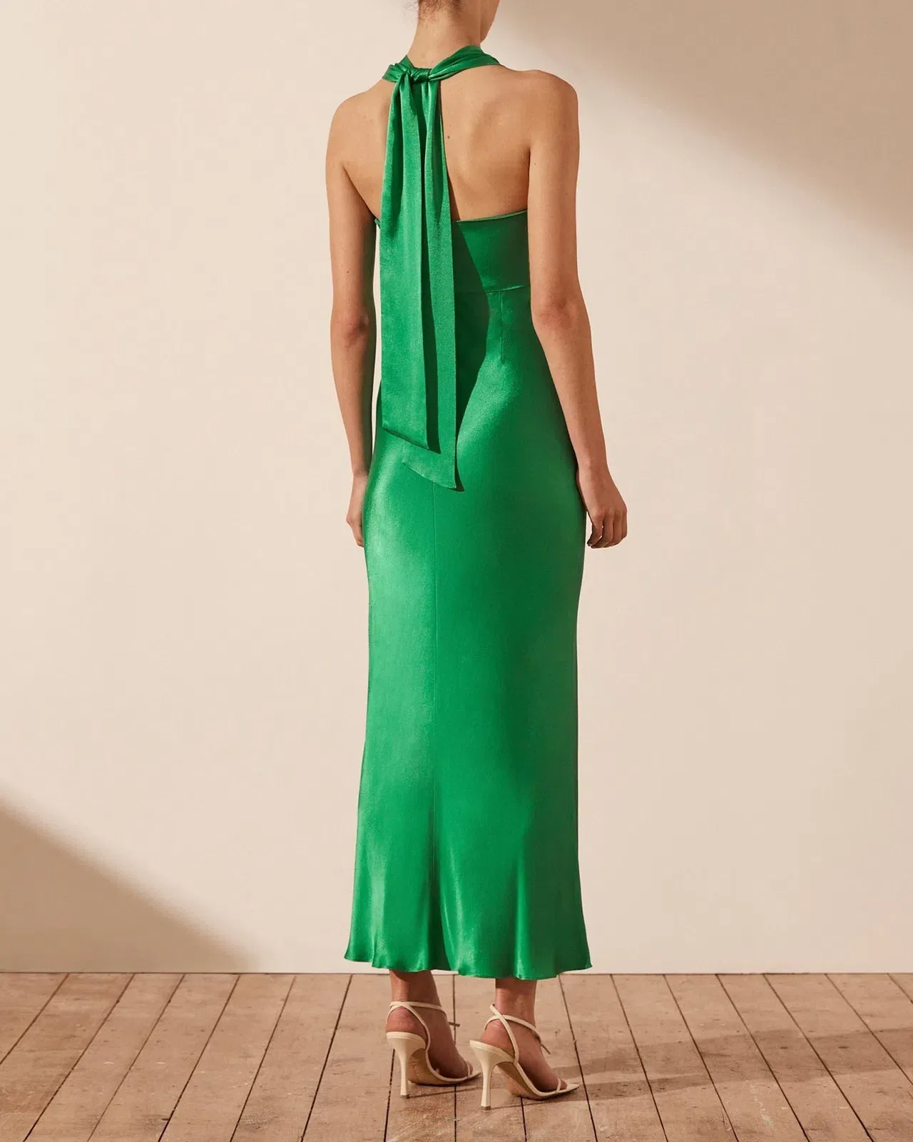 lana ruched halter midi dress SHONA JOY TREE GREEN SIZE AU 6 Floral & Embroidery Homecoming Dresses