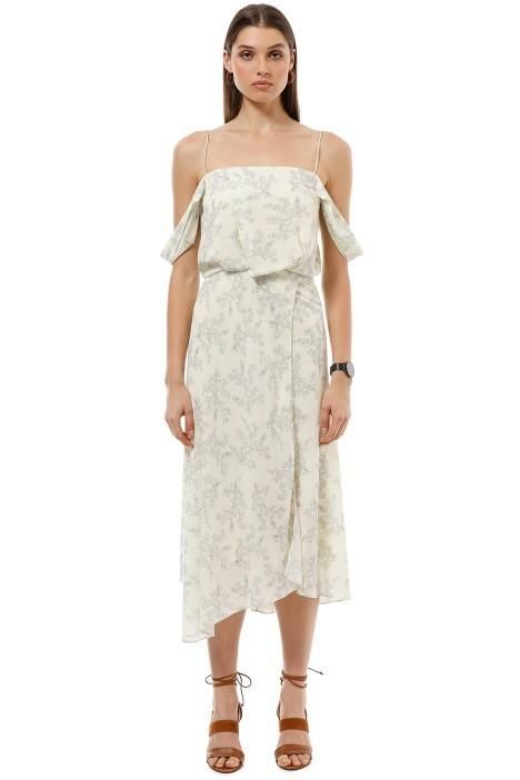 casabianca braided asymmetric puff sleeve midi dress Aje Casabianca Braided Asymmetric Puff Sleeve Midi Dress In White