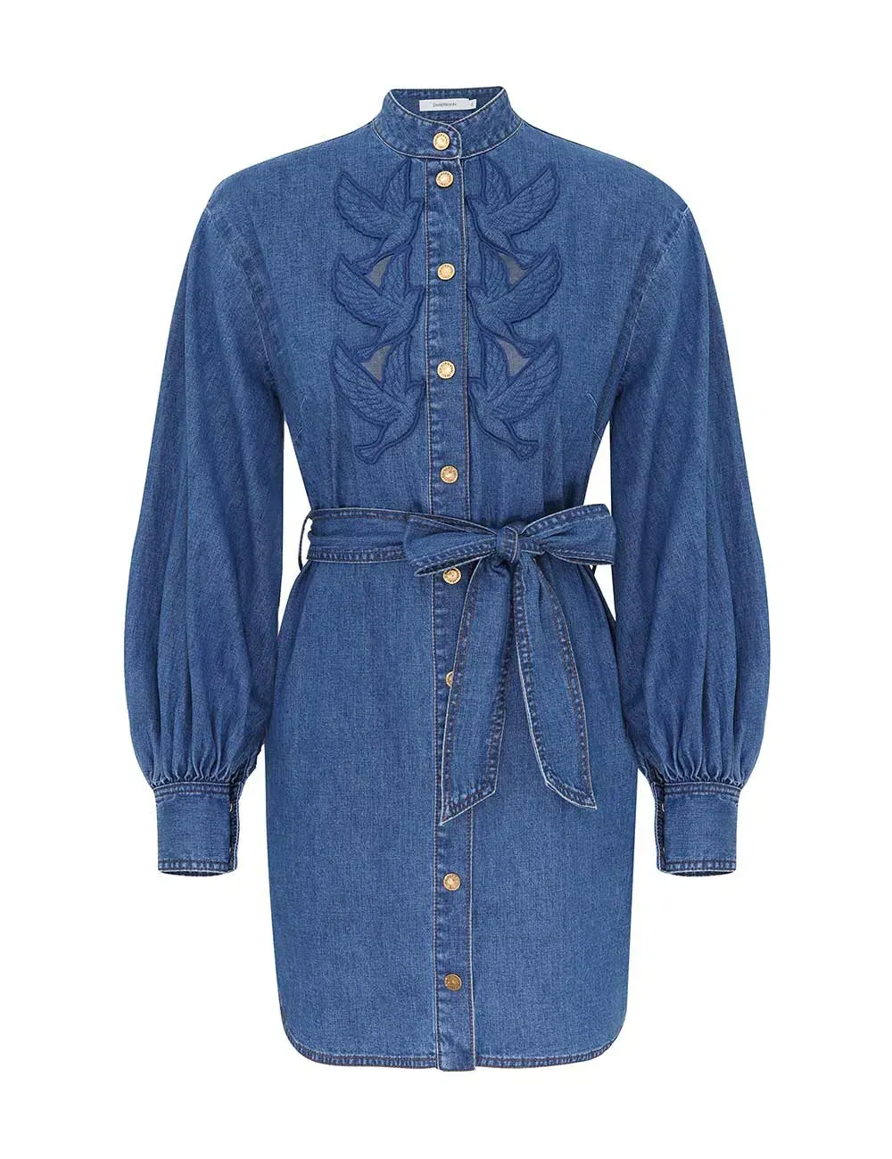 aje elena belted denim midi dress Aje Elena Belted Denim Midi Dress