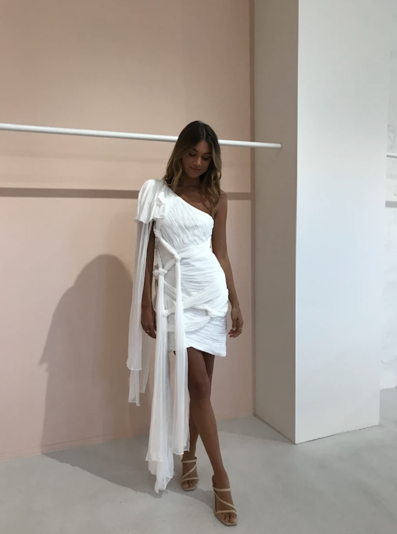 Thurley Crest One Shoulder Dress White Size 6 | The Volte