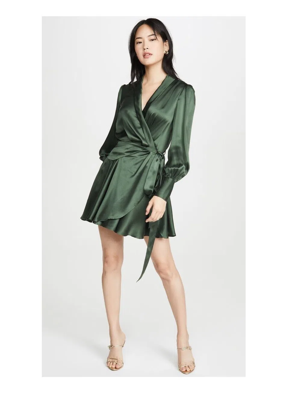 green emerald velvet dress Zimmermann // Green Silk Dancer Wrap Dress – VSP Consignment main image 0