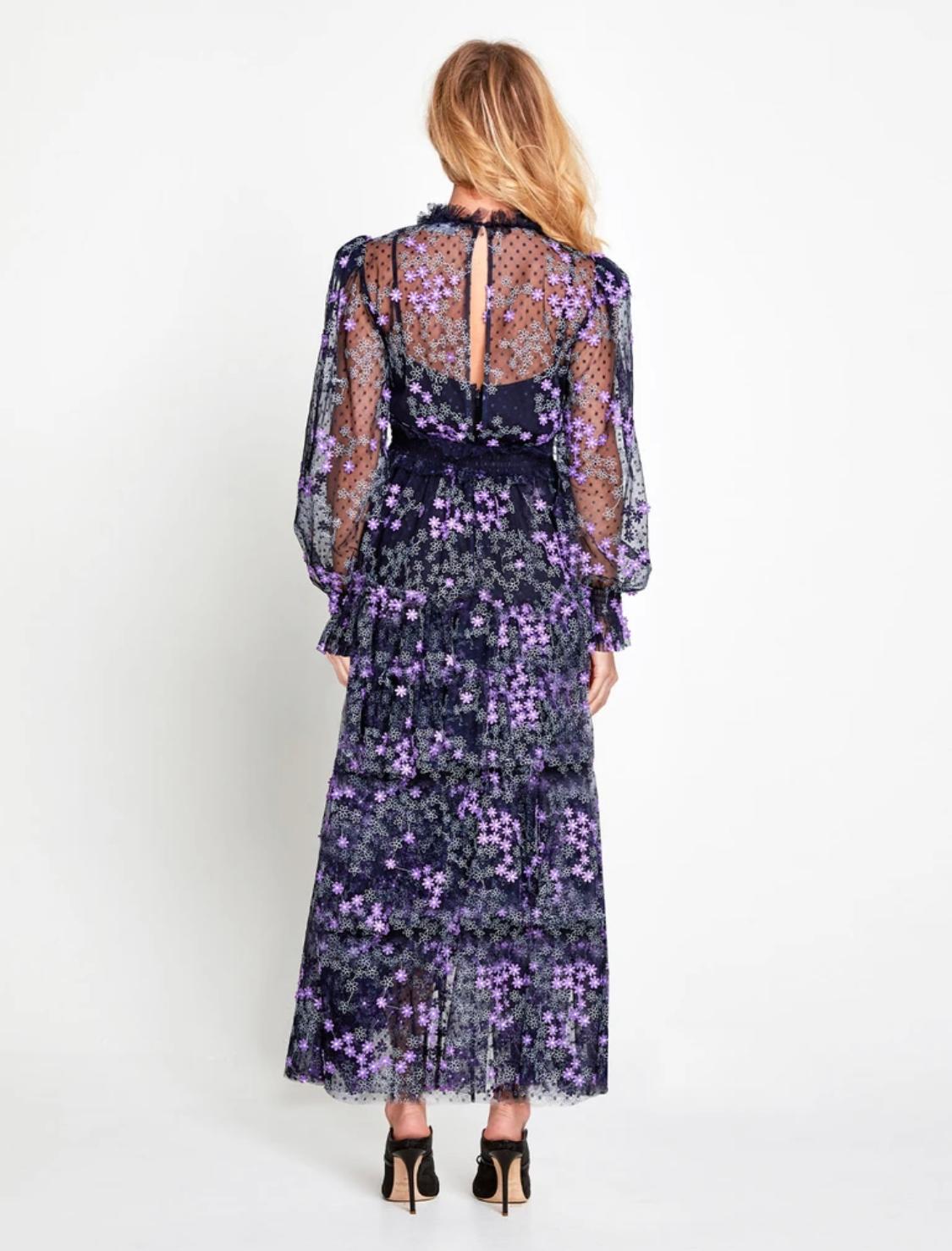 knee length dresses for ladies Aliyah Lace Butterfly Sleeve Midi Dress - Ebony main image 1