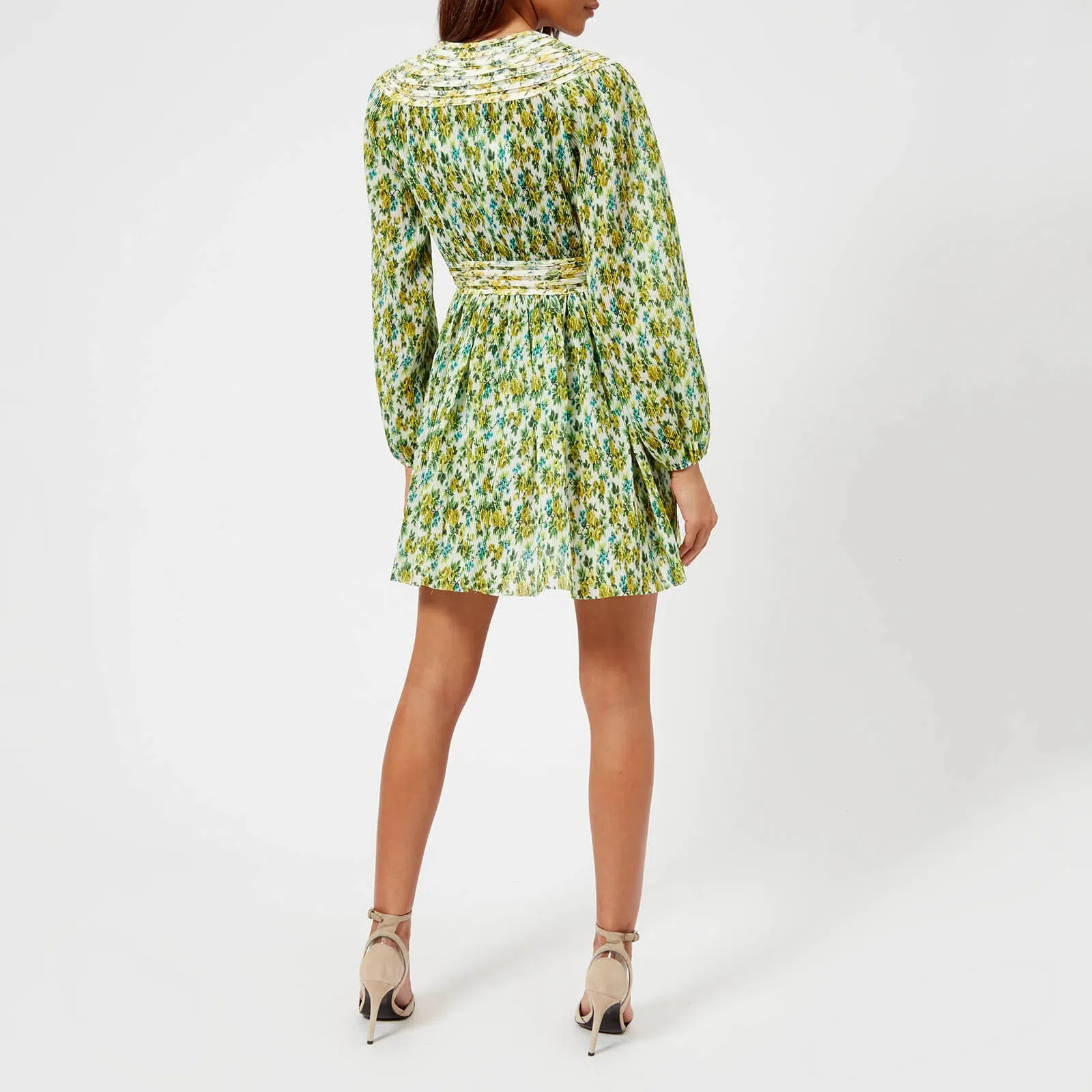 Zimmermann Golden Plisse Mini Dress Lemonade Acid Green Floral Size 8 / 0 |  The Volte