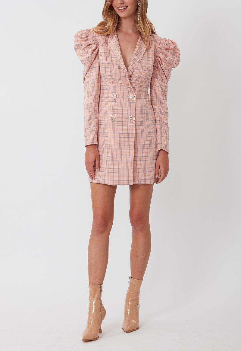 Torrance Check Mate Blazer Mini Dress Pink Size 10 The Volte