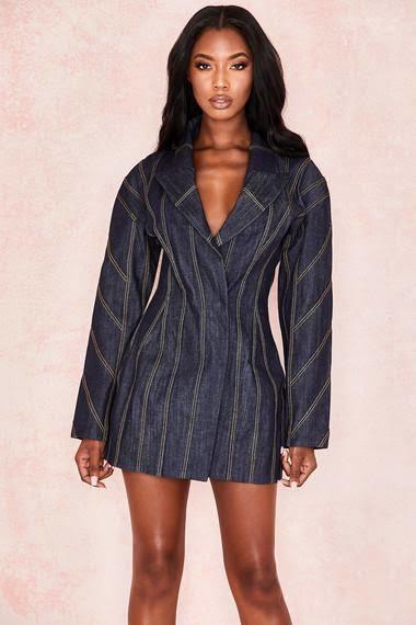 House of CB Dark Denim Etienne Jacket Mini Dress Blue Size 10 | The Volte