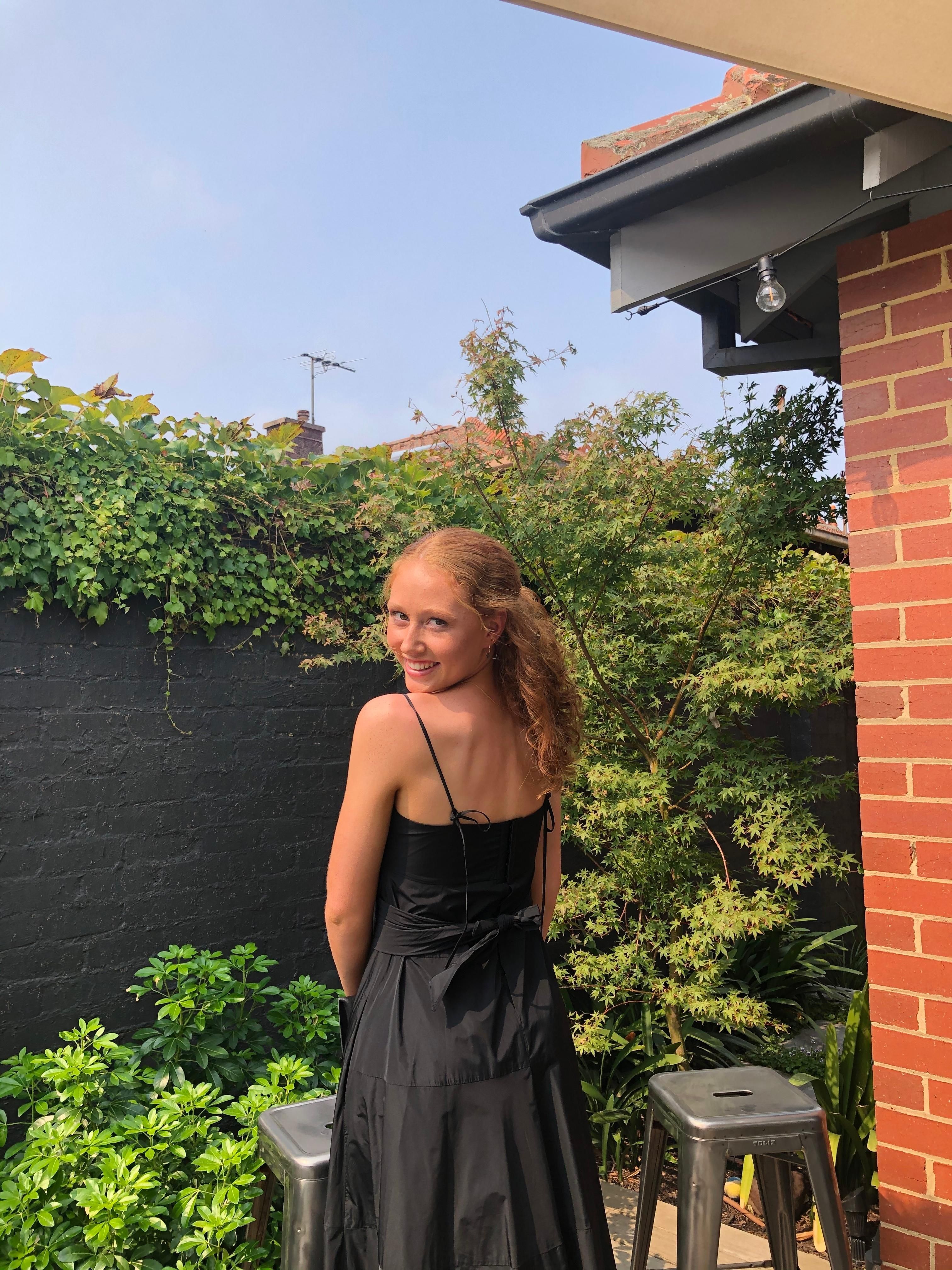 Scanlan Theodore Black Taffeta Maxi Dress