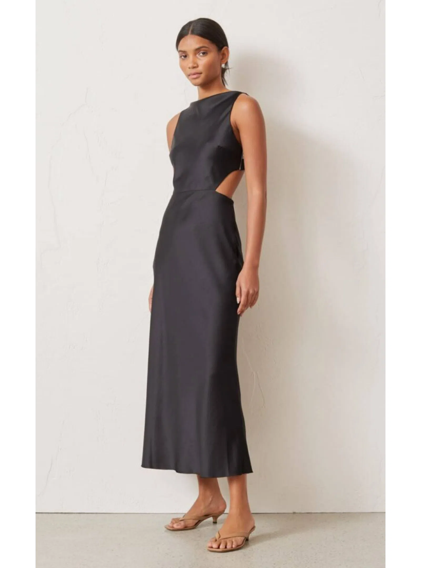 knee length dresses for ladies ONYX DRESS LACE KEYHOLE MAXI DRESS IN BLACK – Murci main image 0