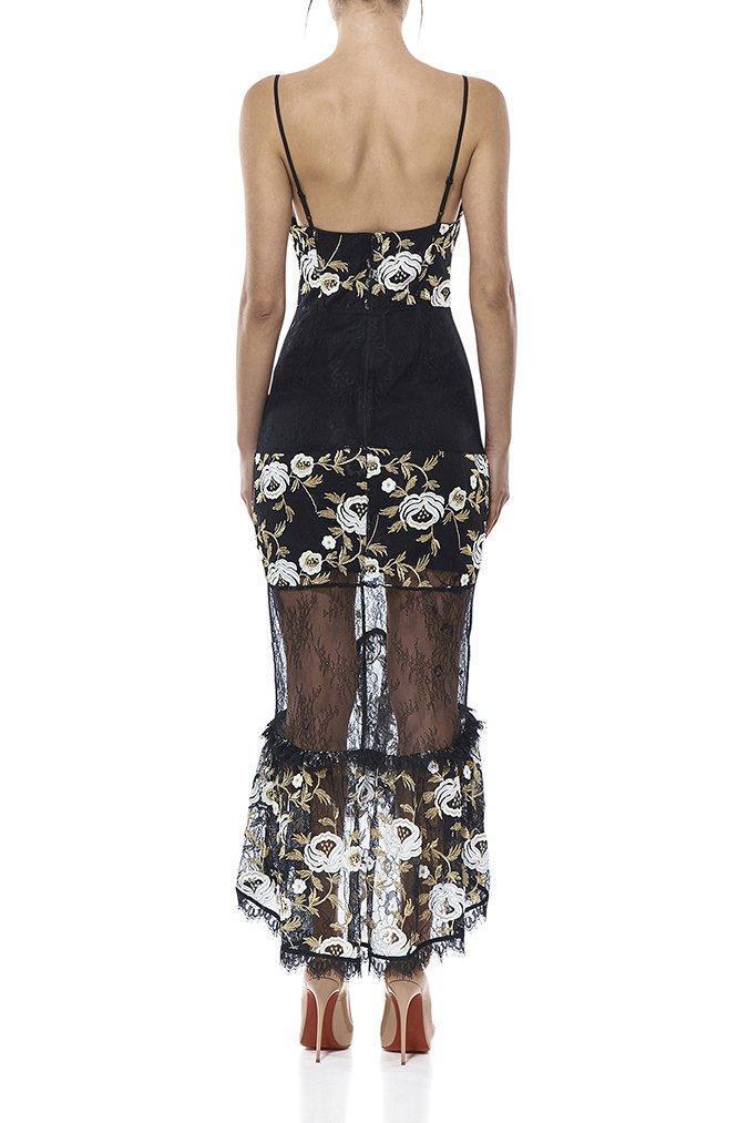 chinese dress ladies Misha Embellished Bust Midi Dress Black main image 0
