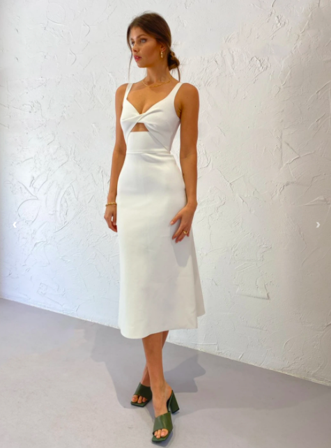 Bec ☀ Bridge Midi Dress Pearl White Size 6