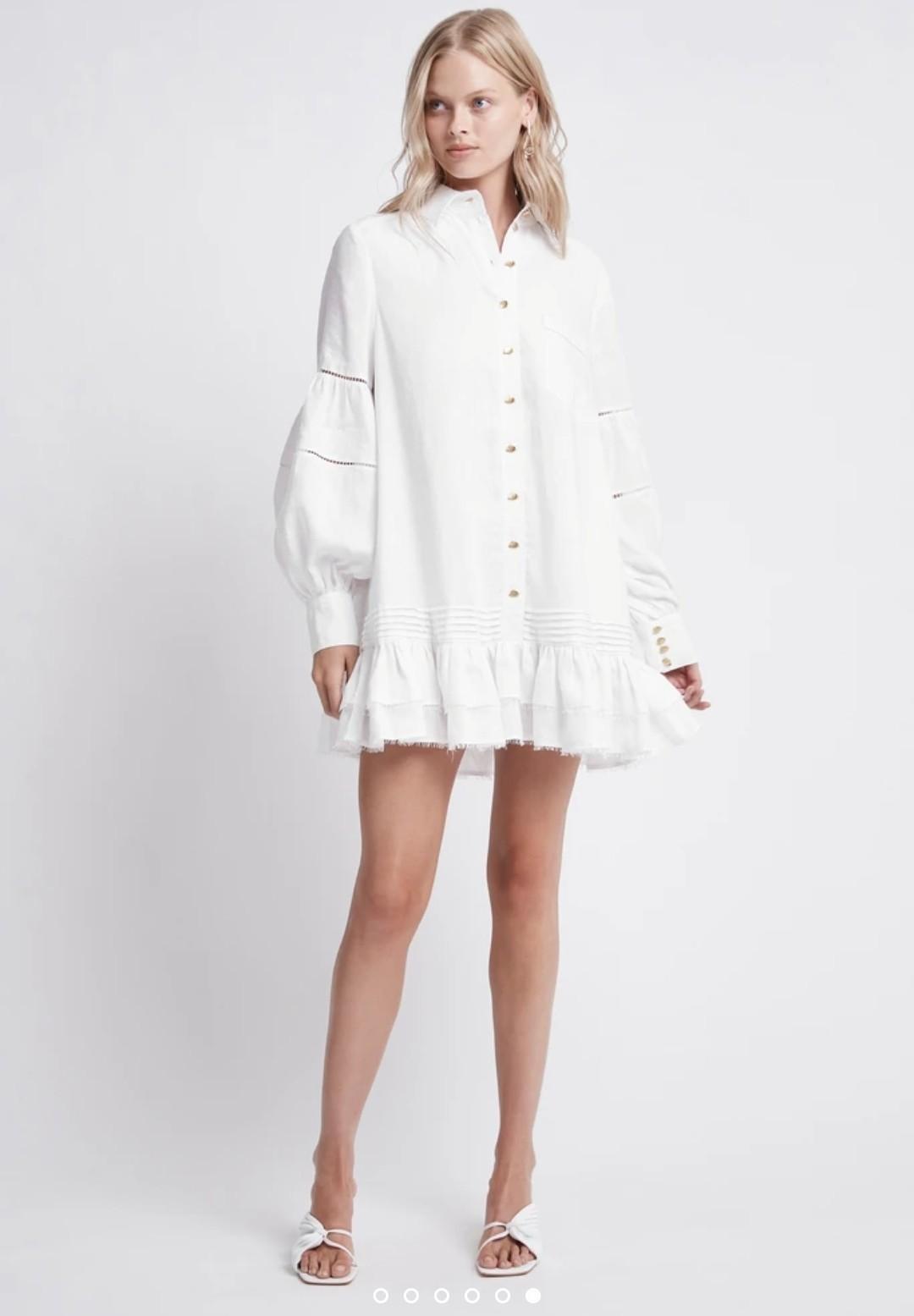 AJE Laicey Paisley midi dress in white Size 14 | The Volte