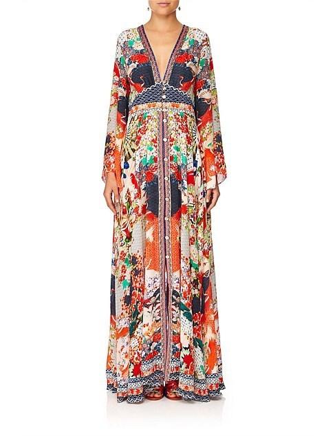 womens long floral dress PRETTYGARDEN Women's Fall Boho Maxi Dress Floral Long Sleeve V Neck Fl main image 1