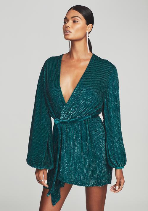 green emerald velvet dress Gabrielle Robe Dress