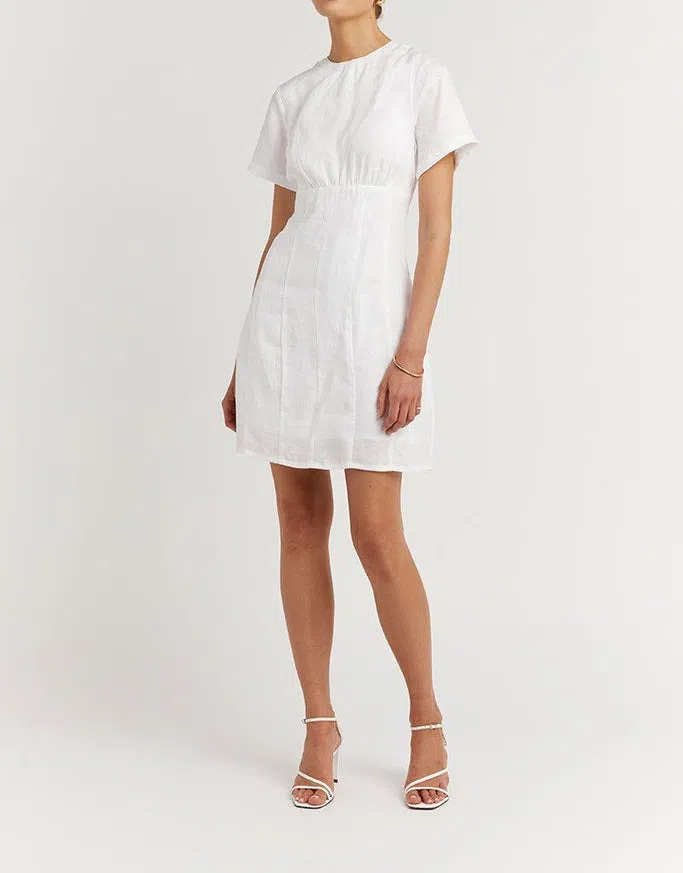 Dissh Nova Linen Mini Dress White Size XS The Volte