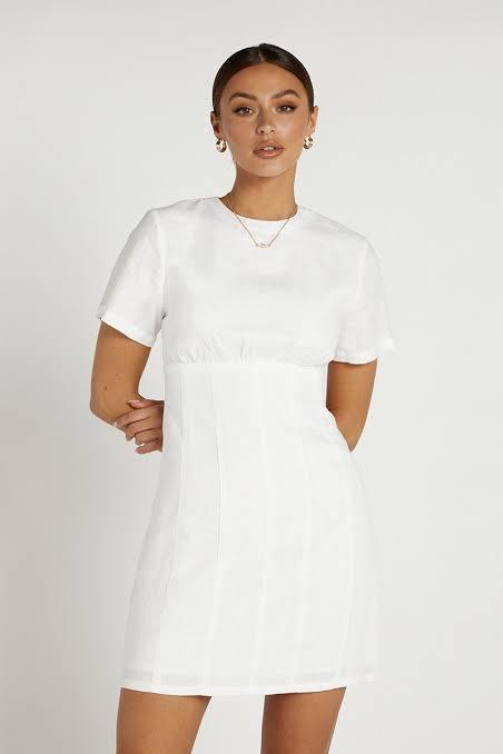 Dissh Nova Linen Mini Dress White Size 6 / XS | The Volte Dissh Nova Linen Mini Dress White Size 6 / XS | The Volte