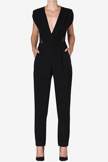 Carla Zampatti Cavier Crepe Jumpsuit Black Size 14 The Volte