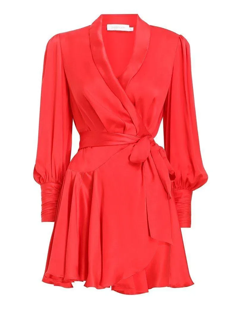 zimmermann silk wrap dress red Zimmermann Silk Wrap Midi Dress