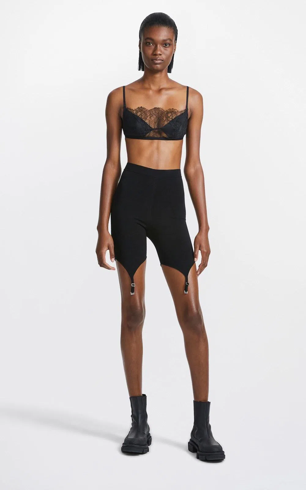 Alexander Wang Logo Elastic Bra in Black Ribbed Jersey Size S / AU
