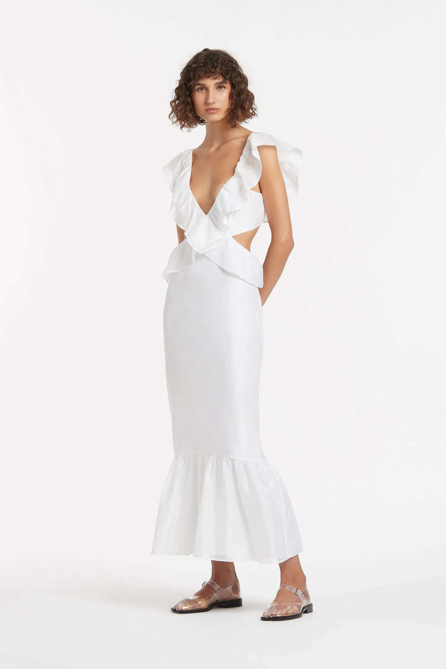 Sir the Label Franc Frill Midi Dress White Size AU 6 | The Volte