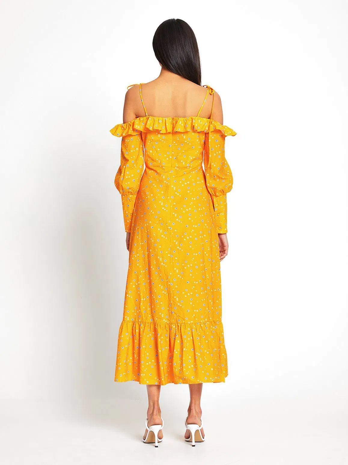 white denim long sleeve dress Trendy Floral Mini | Women's Dress base_color_Dark Indigo Denim Bluey Tea Party Color:BLK/WHT distressed shirttail hem