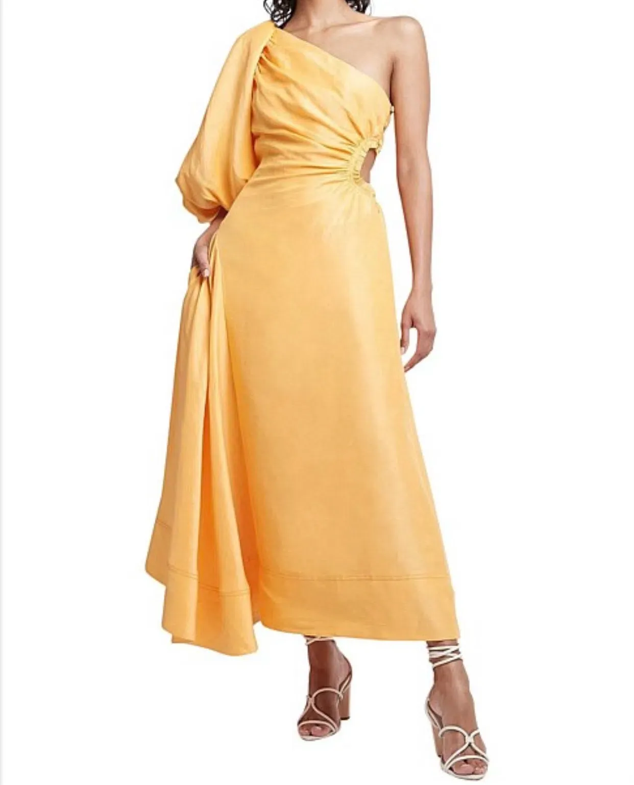 Aje Concept Linen and Silk One Shoulder Dress Yellow Size 6 | The Volte