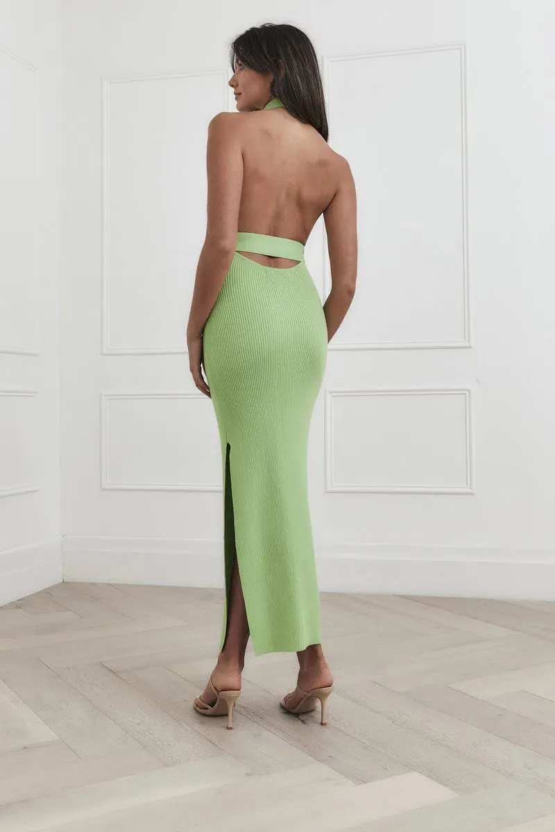 san sloane green dress San Sloane Drake Rib Midi Dress Green Size 8