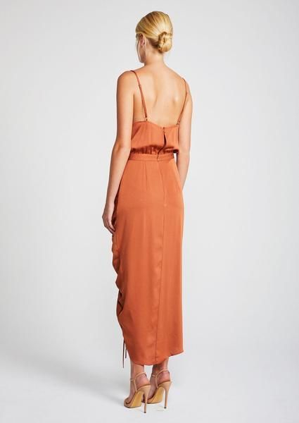 staud orange dress It is made out of a lightweight cotton poplin and has a center back zipper. STAUD Elvire Lace-up Ruffled Crepe