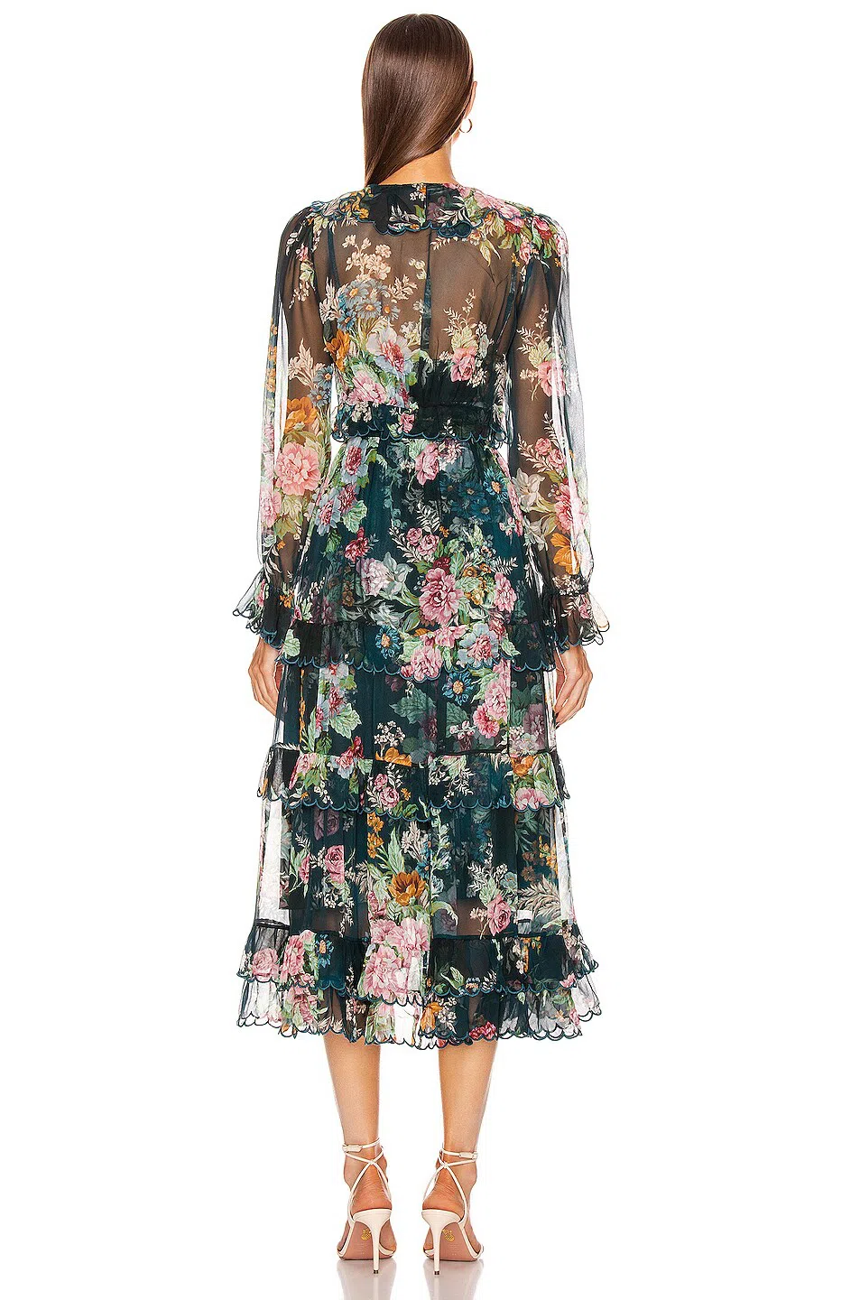 LoveShackFancy Rialto Floral Chiffon Maxi Dress in Yellow Melon Size  US00/AU4 | The Volte