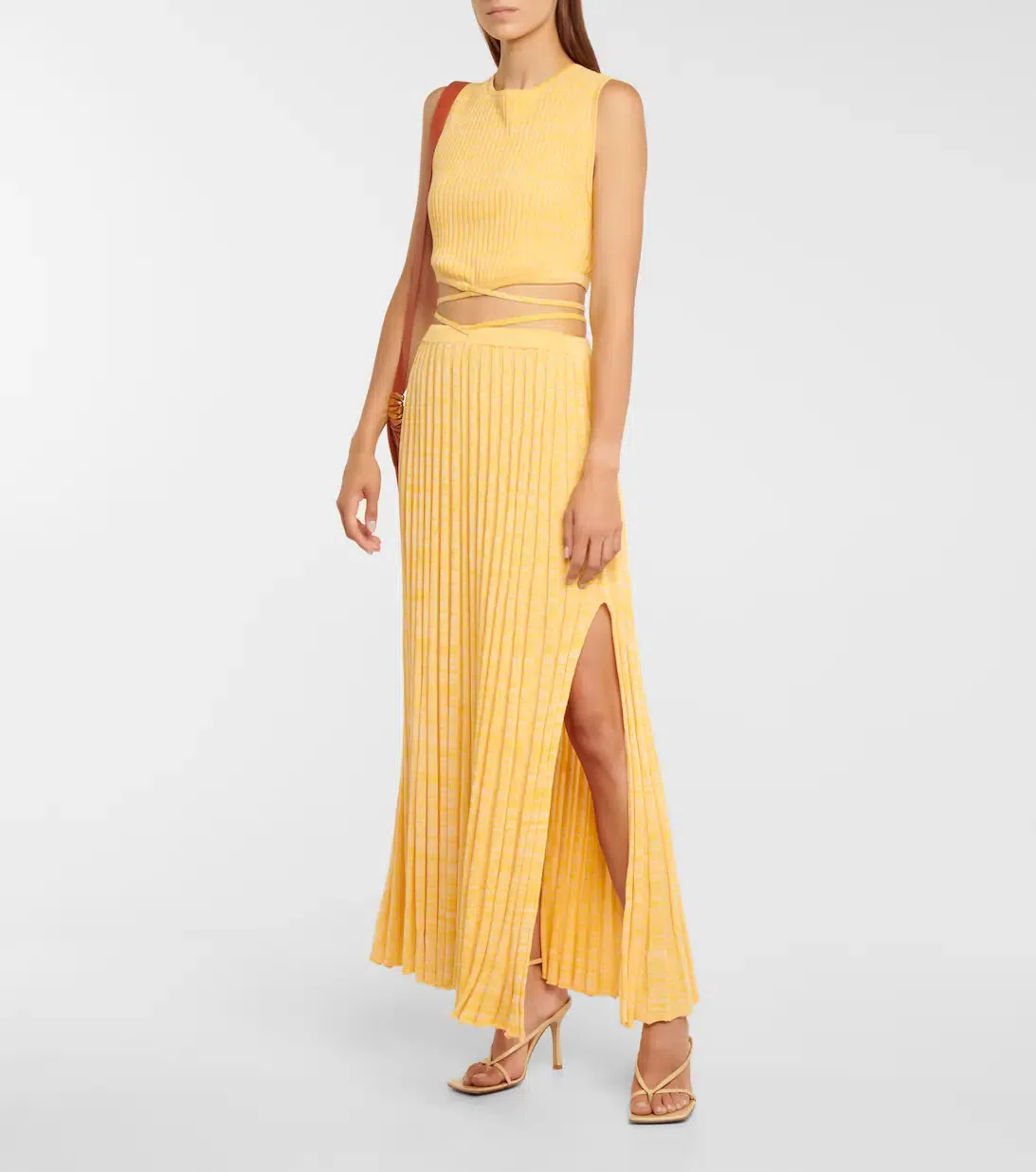 Christopher Esber Wrap Tie Knit Cropped Top and Pleated Knit Tie Midi ...