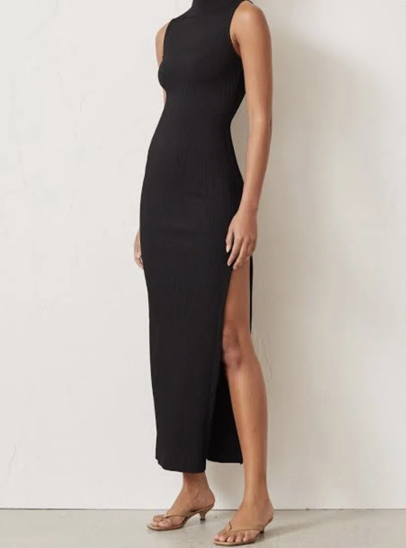 knee length dresses for ladies Noir Et Blanc Midi Dress (black) – Styled By Charli main image 1