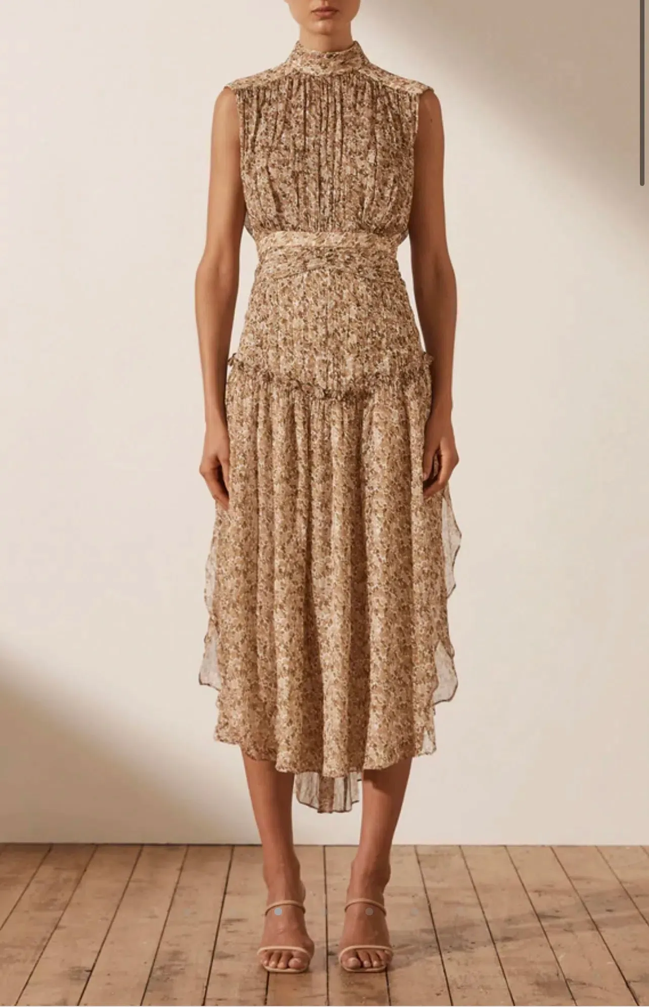 tan organza mesh maxi dress House of CB Fornarina Organza Mesh Maxi Dress Tan Size XS / Au 6