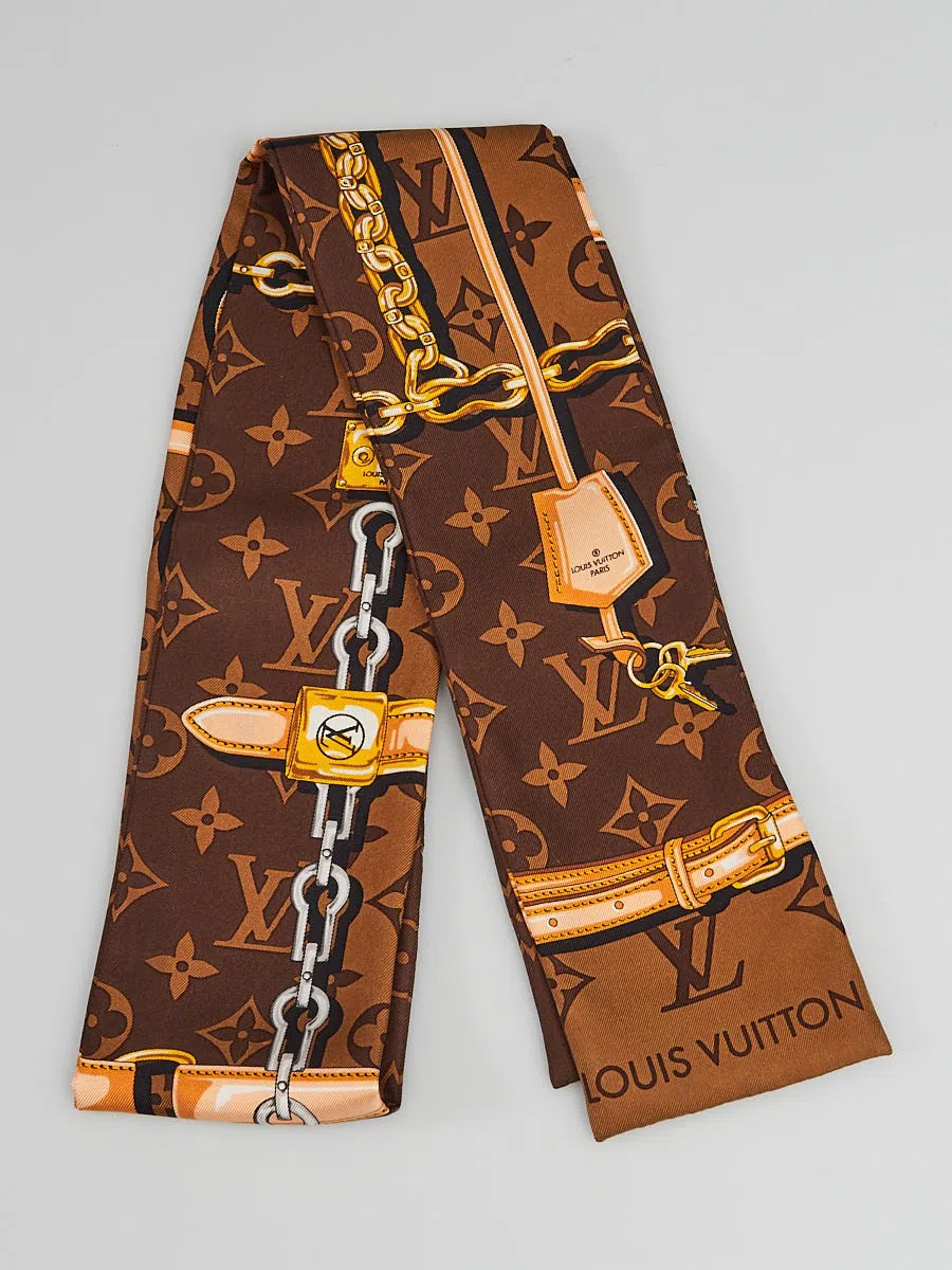 Louis Vuitton brown x Fornasetti Silk Cameo Bandeau Scarf