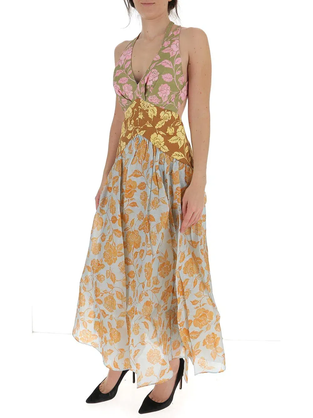 Chemisier Zimmermann Lovestruck Body Shirt Occasion - Imprimé Floral Aquarelle Noir/rose, Taille S