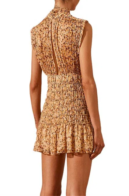 Shona Joy Colette High Neck Sleeveless Corded Mini Dress Print Size 12 |  The Volte
