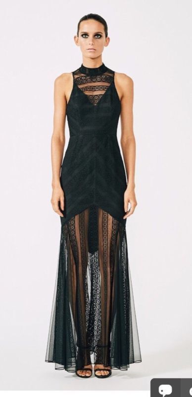 Helsa Black Lace Column Dress Black Size 8