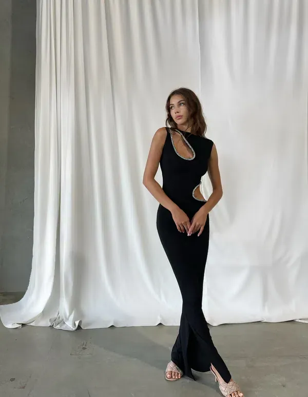 fanci club assassin dress Fanci Club The Assassin Long Dress Black