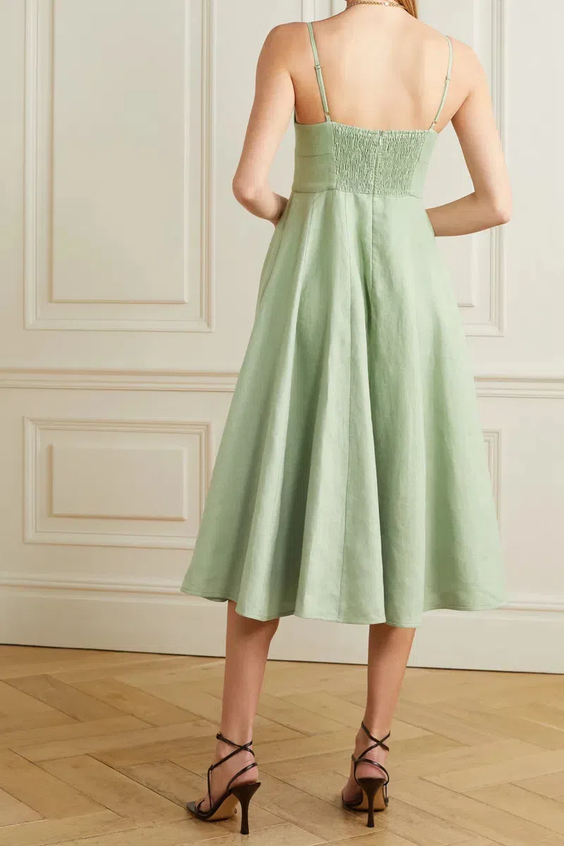 zimmermann mint green dress ALANA Silk/Cotton Tie Waist Dress in Navy Green main image 1
