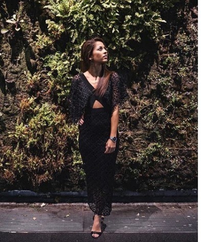 chinese dress ladies Helsa The Lace Column Dress Black Bernardi Collective main image 0