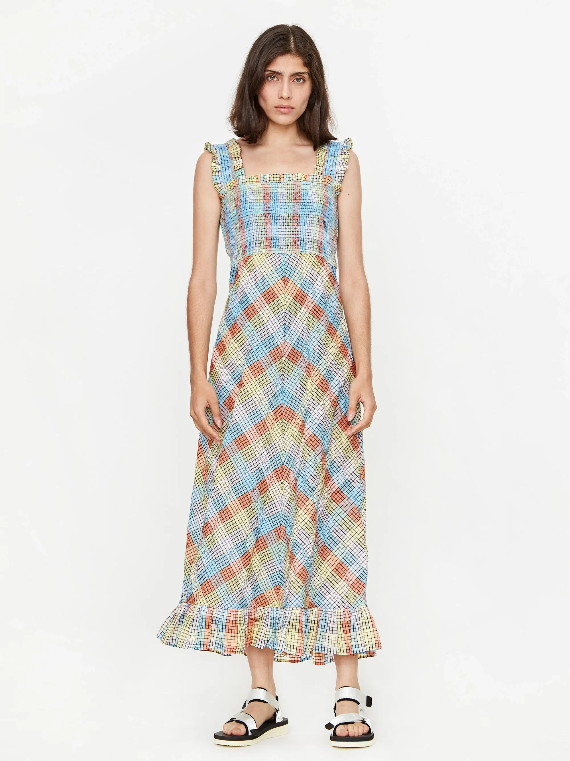 Ganni Seersucker Dress Print Size 14 | The Volte